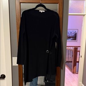 Sympli Black Long Sleeve Dress with Silver Accent